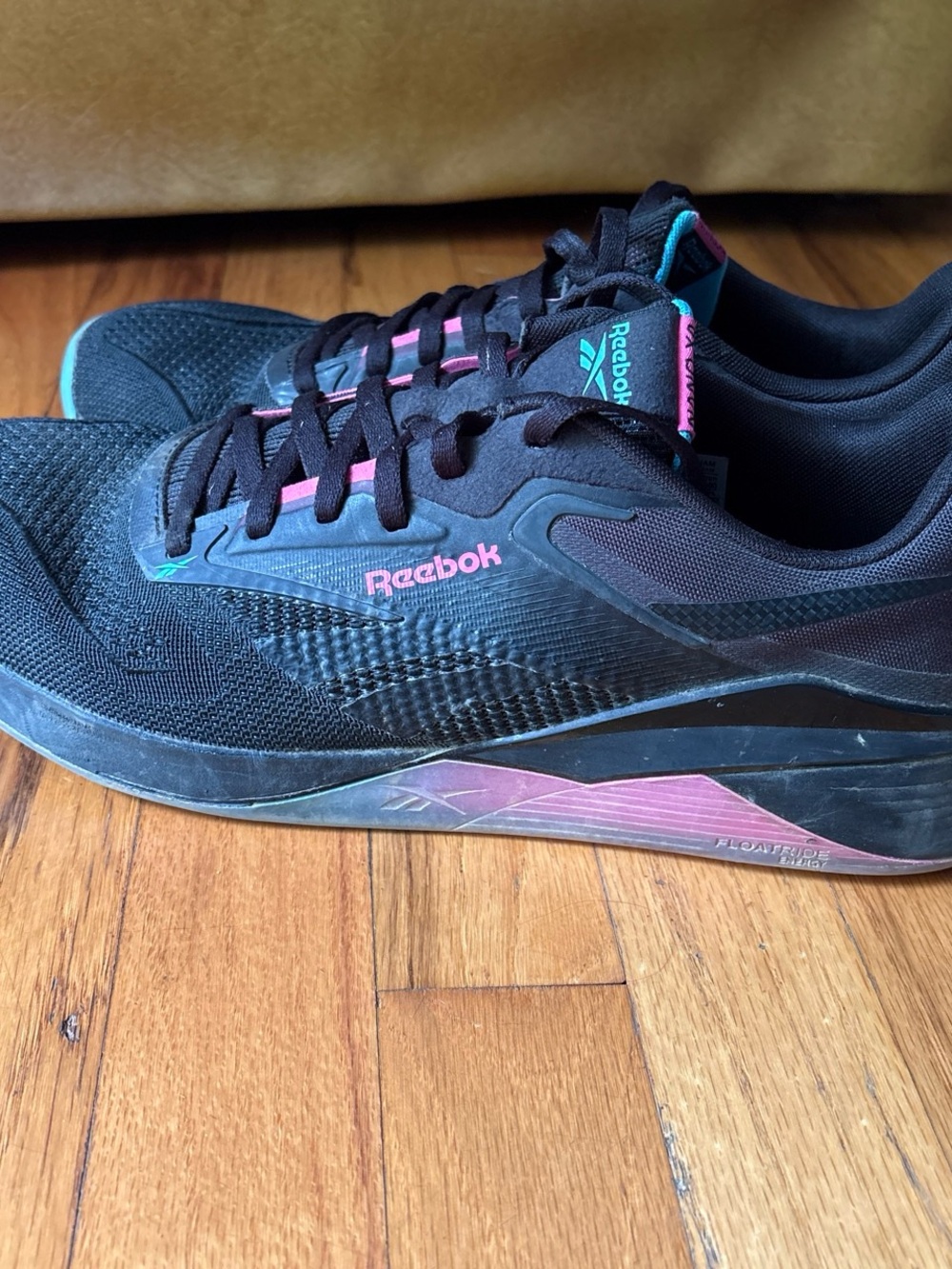 Wodapalooza men’s Reebok Nanos with Pink & Teal Accents